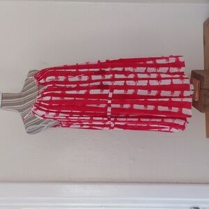 Sofrito Red & White Boho Summer Dress Cover Up with Tassels Size M